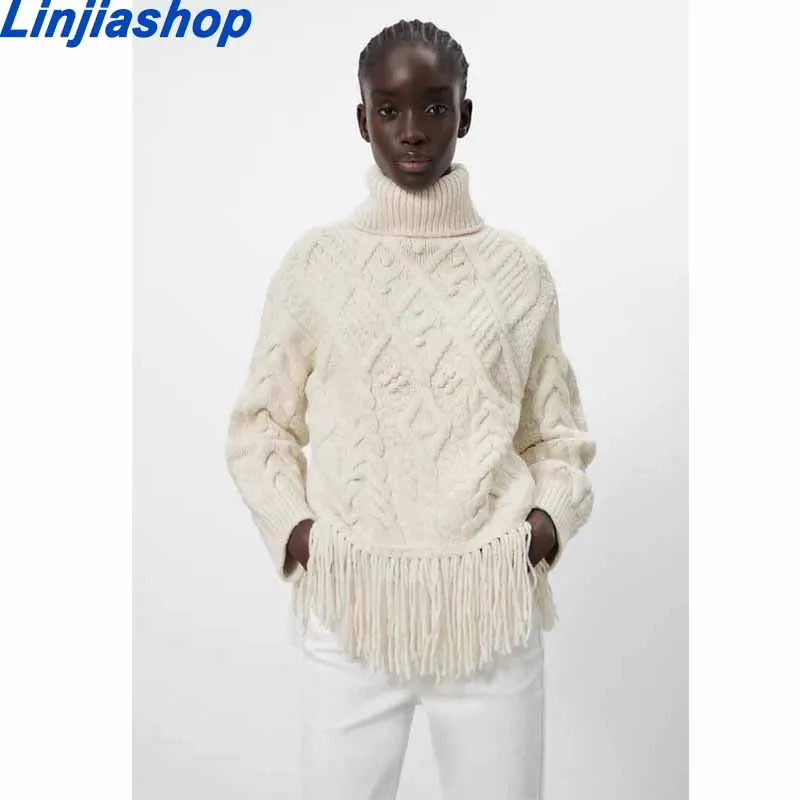 Женский вязаный свитер с длинным рукавом и высоким воротником - купить по