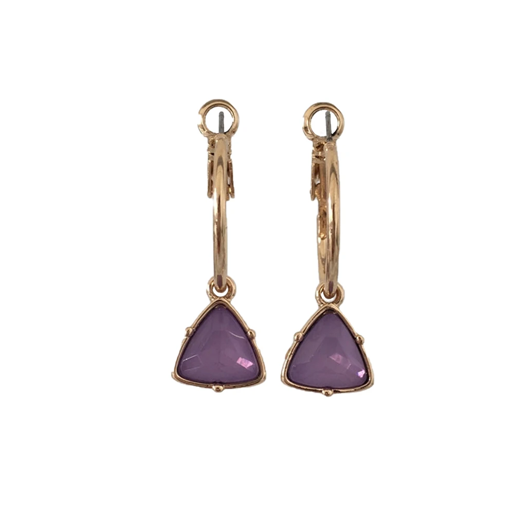 VIOLET Модные женские сережки с золотым покрытием мятный камень серьги в форме треугольника серьги - Окраска металла: VIOLET