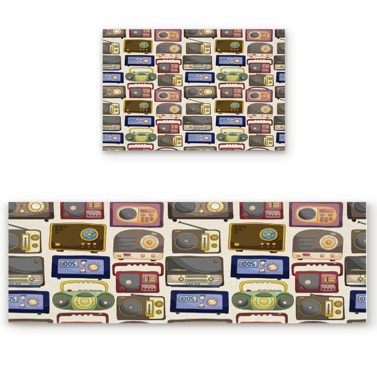 Кухонный коврик нескользящий мультяшный радиоприемник с принтом для прихожей и