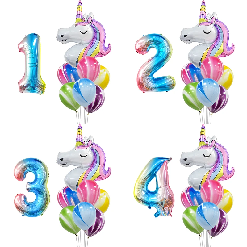 

Воздушный шар из алюминиевой пленки в виде единорога, украшение для дня рождения детей, латексный Агат, подарок на вечеринку, Радужный шар
