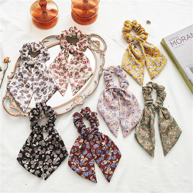 

Fashion Print Bow Scrunchie Pack Hair Accessories Hair band For Women Girls Hair Scrunchies Hair Ties Haarband