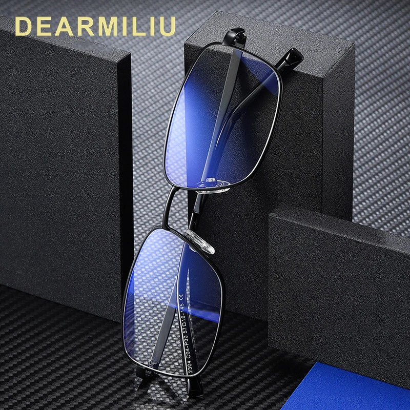 

Мужские зеркальные ретро-очки DEARMILIU, прямоугольные очки в металлической оправе с блокировкой сисветильник, компьютерные очки для чтения, но...