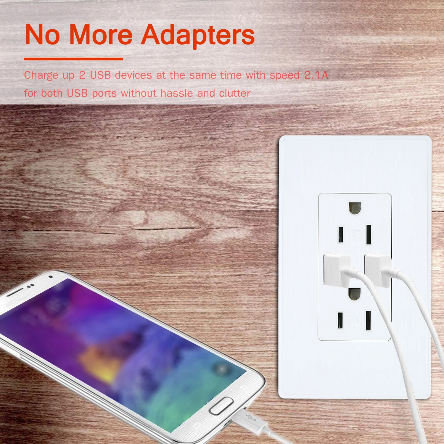 2.1A USB розетка настенное зарядное устройство 15A TR Decora с двумя usb портами