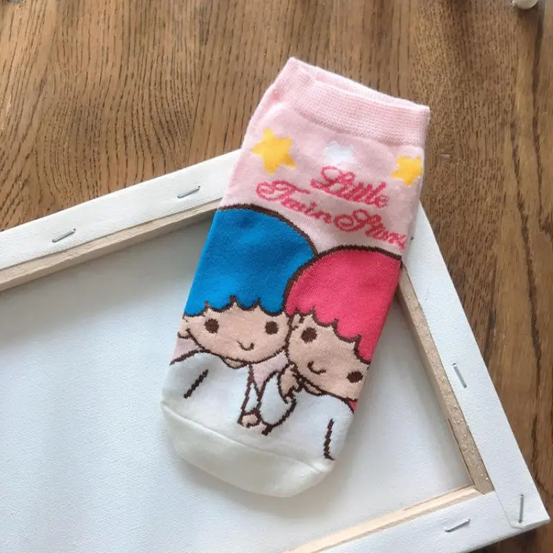 Sanrioed LittleTwinStars KEROPPI Cinnamoroll Mymelody Мультяшные хлопковые носки с мелким ртом женские |