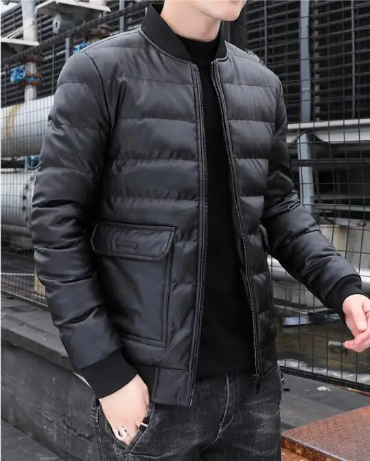 2021 Men's Winter Men Parkas Horn Button Deer Velvet Leather Coat Mid-length Thick Warm Snow Coat