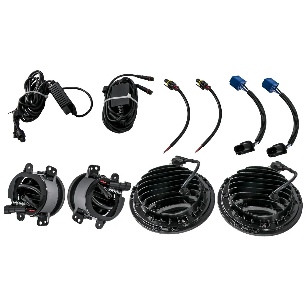 

New 7'' RGB LED Halo Headlights Fog Lights Combo Kit for Jeep Wrangler JK Muti-Color