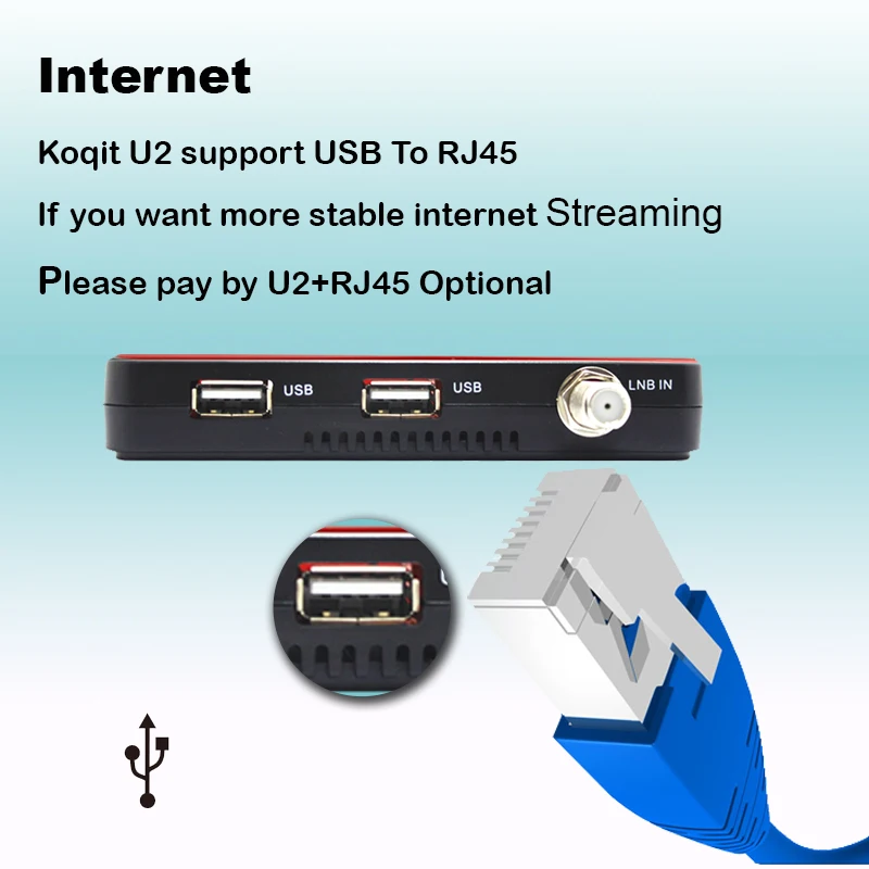 Koqit U2 DVB S2 Satellite Receiver DVB-S2 CS Receptor Free Scam Auto Biss vu iptv Decoder satellite tv box Wifi/RJ45 Sat Finder |