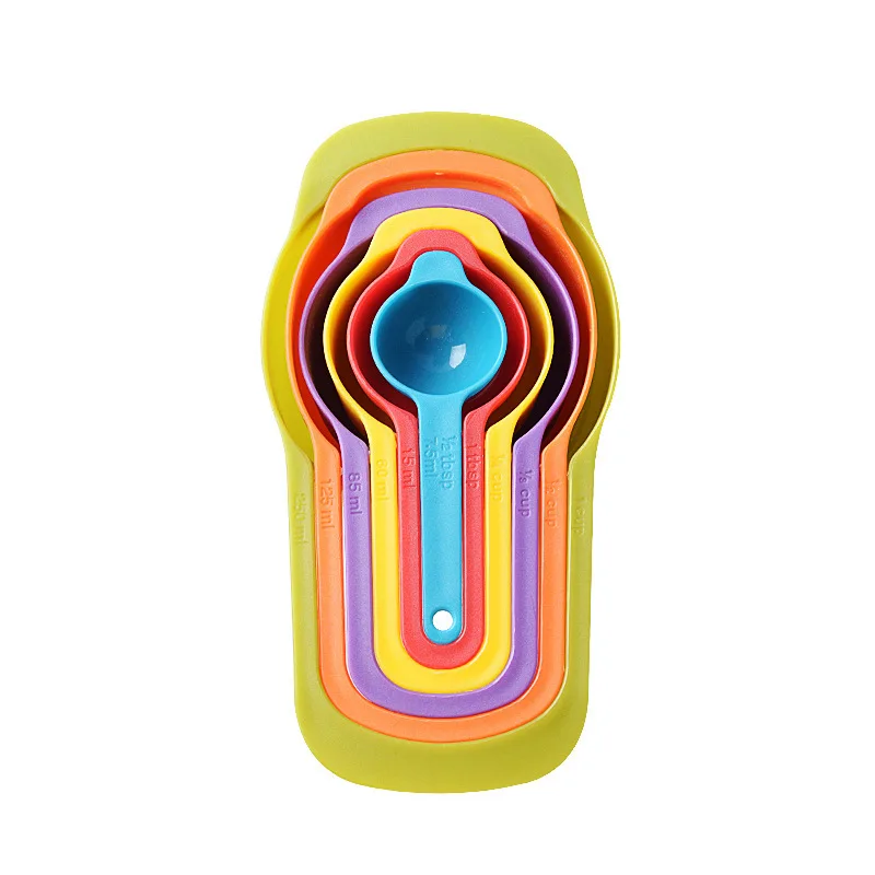 

Rainbow 6 Piece Color Plastic Cup Flour Quantity Suit Creative Moment Measuring Spoon Suit For Kitchen Utensils And Appliances