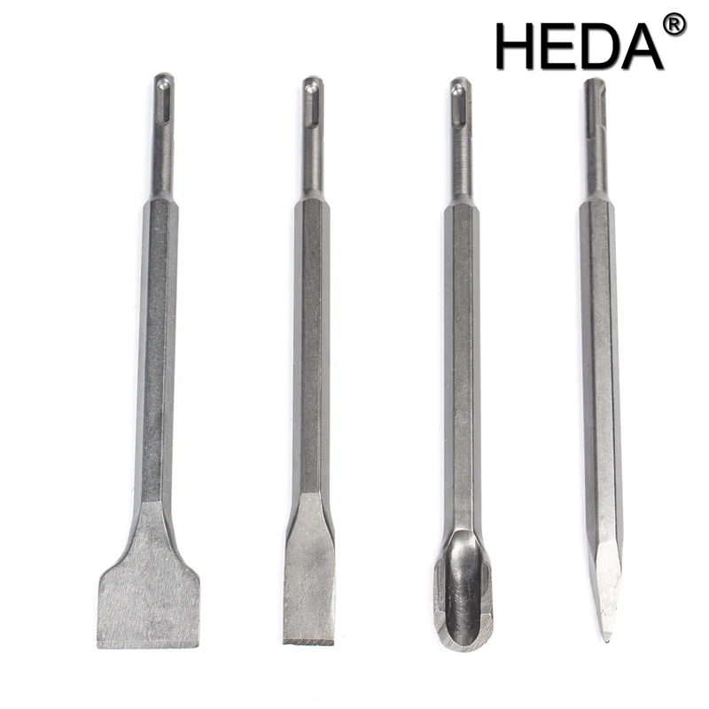 4Pcs/Set SDS Plus Shank Electric Hammer Drill Bit Point/Groove/Flat Chisel Masonry Tools Set For Woodworking Concrete Wall Rock |