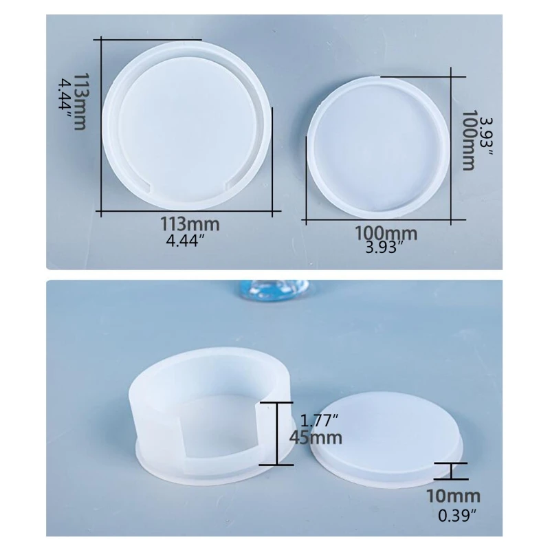

5 Pcs Coaster Epoxy Resin Mold Cup Mat Pad Silicone Mould DIY Crafts Decorations Storage Box Casting Tools