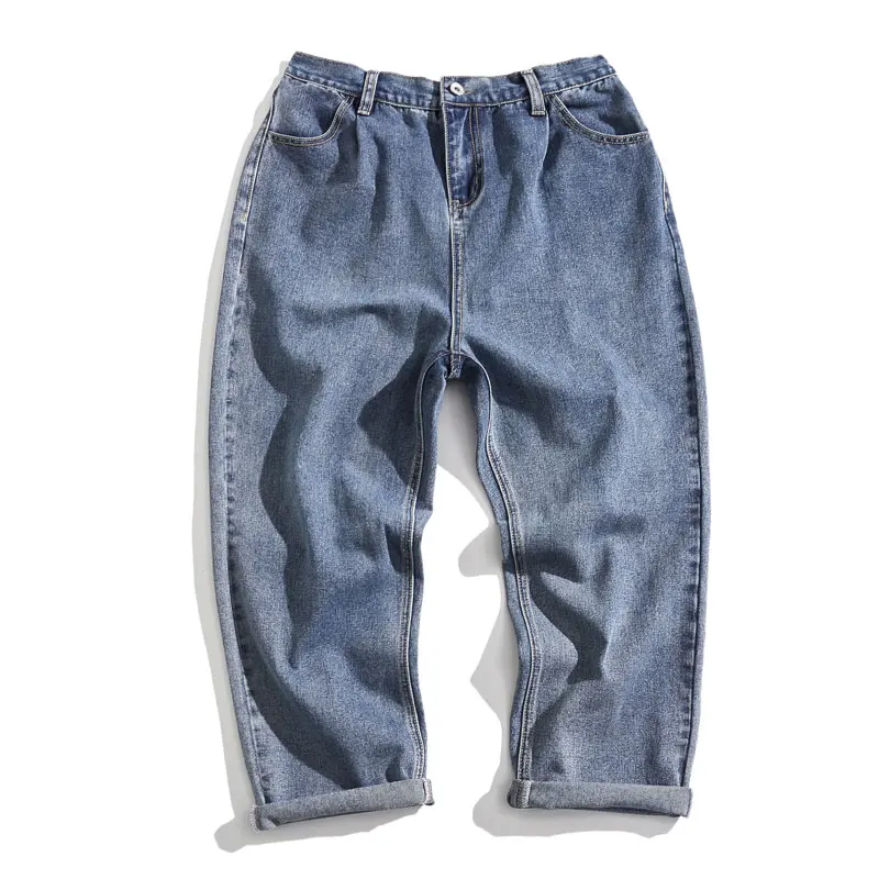 

Джинсы мужские прямые однотонные, стильные брюки стрейч свободного покроя, для отдыха, большие размеры 5XL, осень