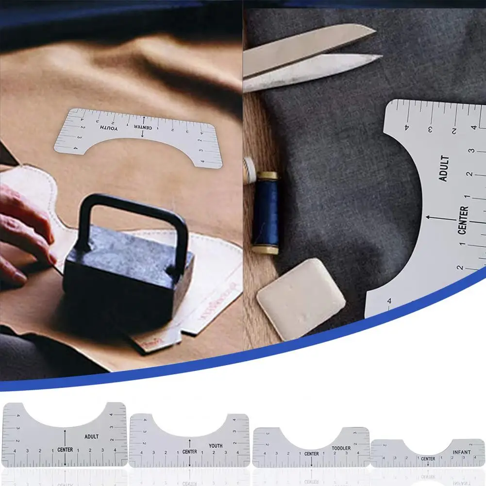 

4Pcs/Set Ruler Guide Round Collar T-shirt Calibration Sewing Measuring Gauge