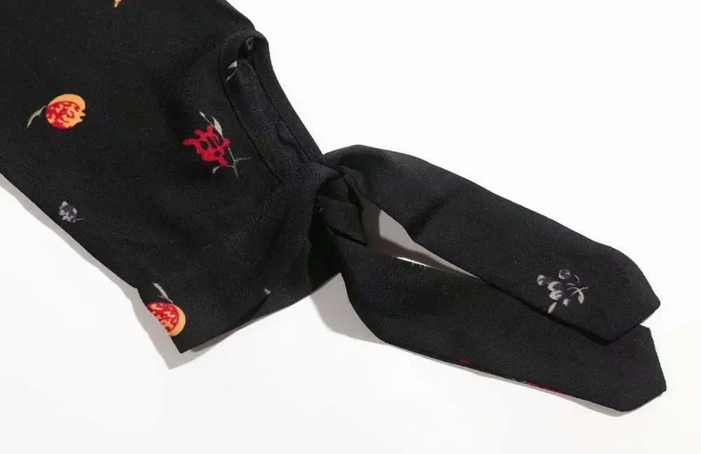 

New autumn women blouse top black print square collar long sleeves elastic casual fashion femme shirt ladies