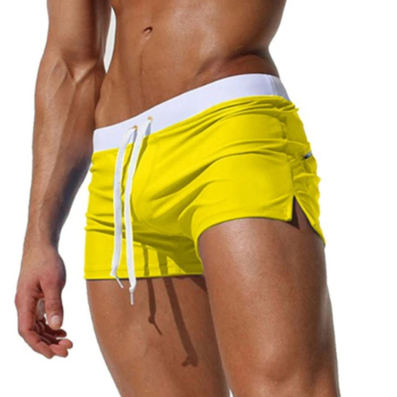 

2021 Fashion Men's Fashion Breathable Swim Trunks Pants Swimwear Shorts Slim Wear Color Matching Beach Comfortable Shorts