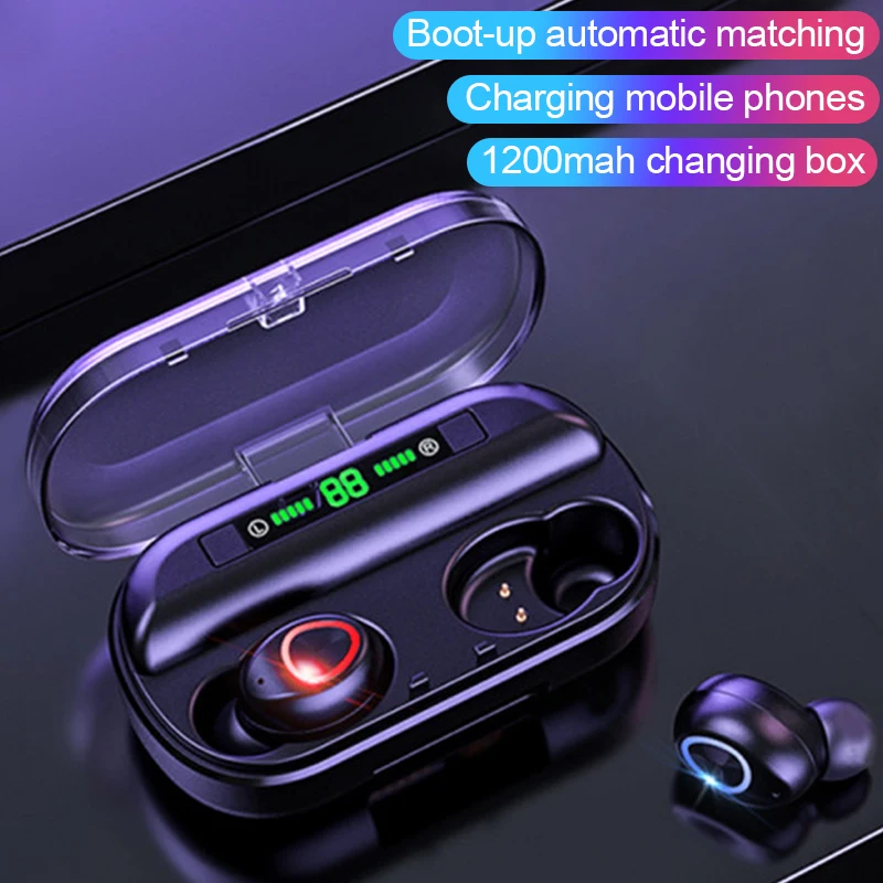 TWS беспроводные Bluetooth наушники с дисплеем питания сенсорное управление Bluetooth наушники водонепроницаемые шумозащитные спортивные наушники
