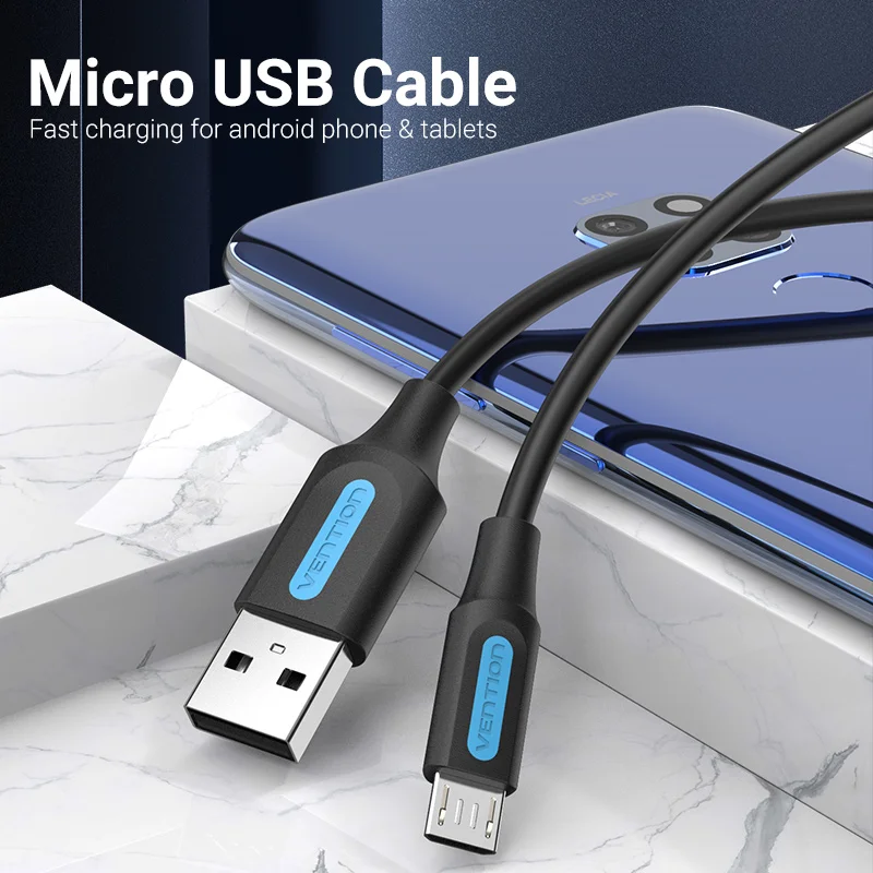 Фото Кабель Vention Micro USB, 3 А, нейлоновый, для быстрой зарядки и передачи данных, для Samsung, Xiaomi, LG, Android, кабели Micro USB мобильный телефон №4