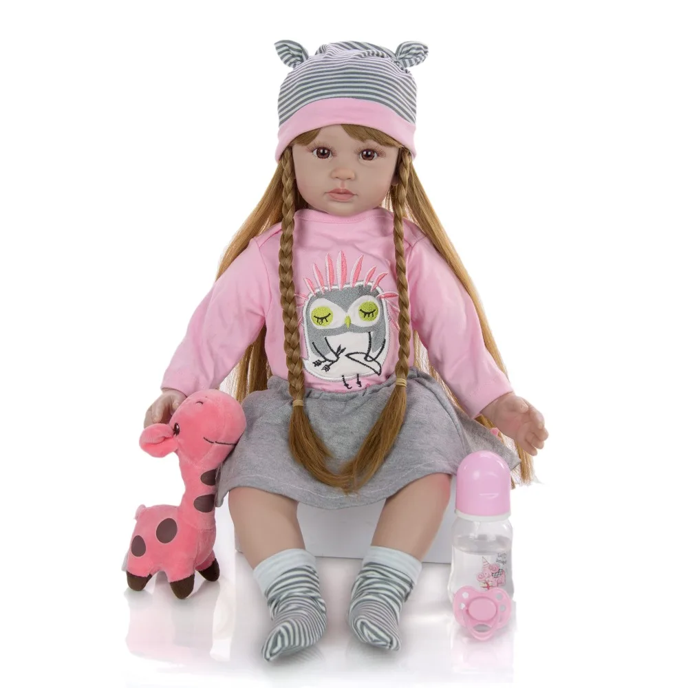 60 см большой силиконовый винил Reborn baby girl brinquedos кукла игрушки 24 дюйма bebe reborn малыш
