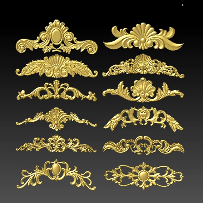 3d модель рельеф для ЧПУ в формате STL 12 шт. Европейское домашнее украшение резьба