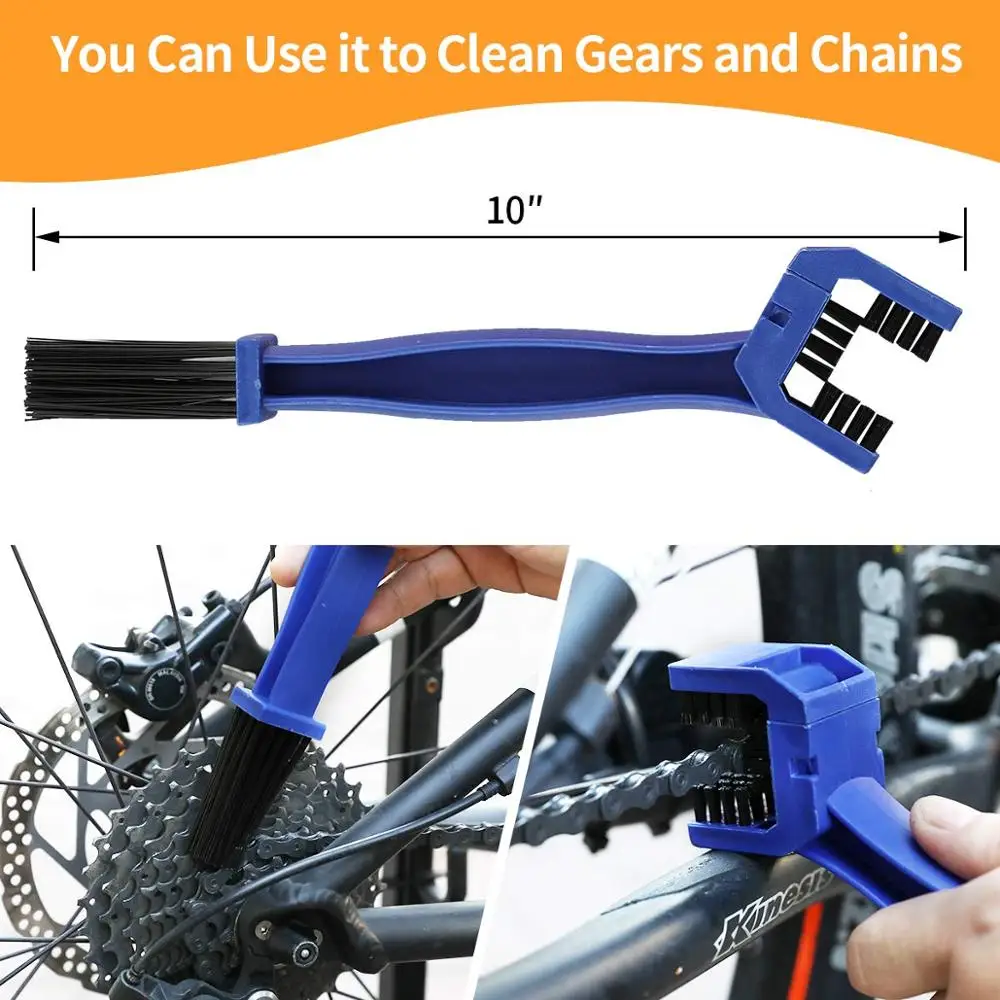 

Bike Chain Cleaner Cycling Cleaning Kit Clean Machine Brushes Bicycle Brush Maintenance Tool for Mountain, Road, City, BMX