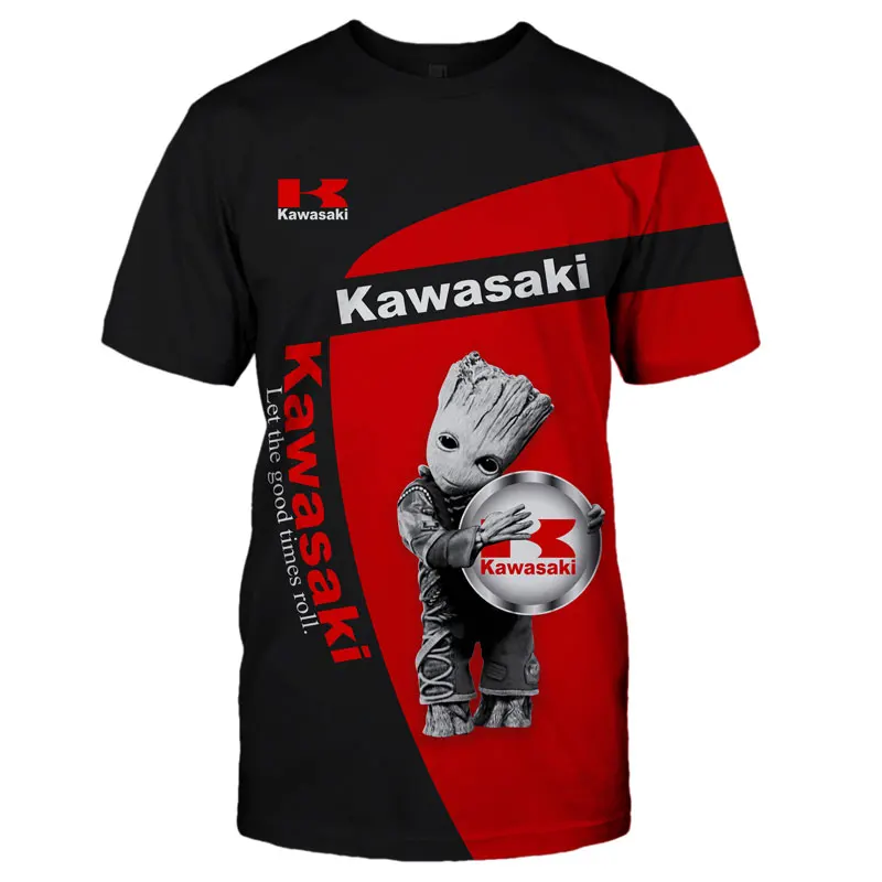 

2021 New Summer Kawasaki Men's T Shirt Motorcycle Logo 3D Print High Quality Fashion Short Sleeve Cool Tshirt Sports Hip Hop Top