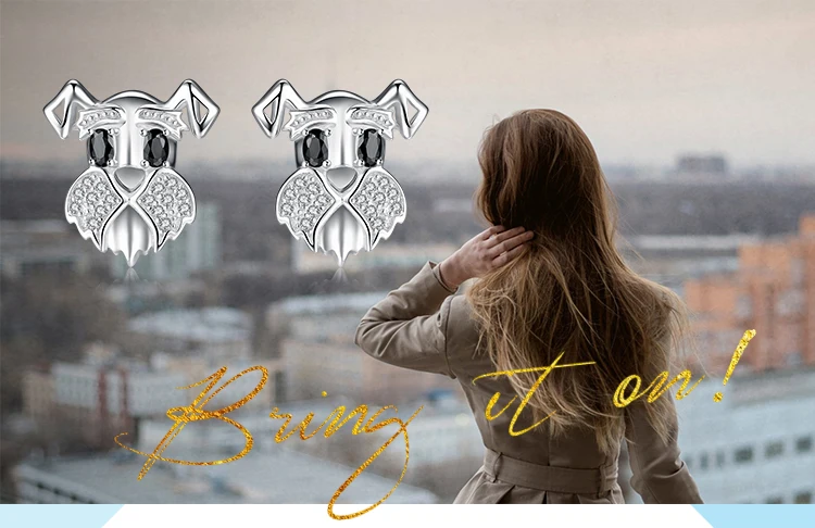 JewelryPalace Шнауцер терьер собака щенок Pet Lover натуральная черная шпинель серьги-гвоздики 925 пробы серебро собака животное