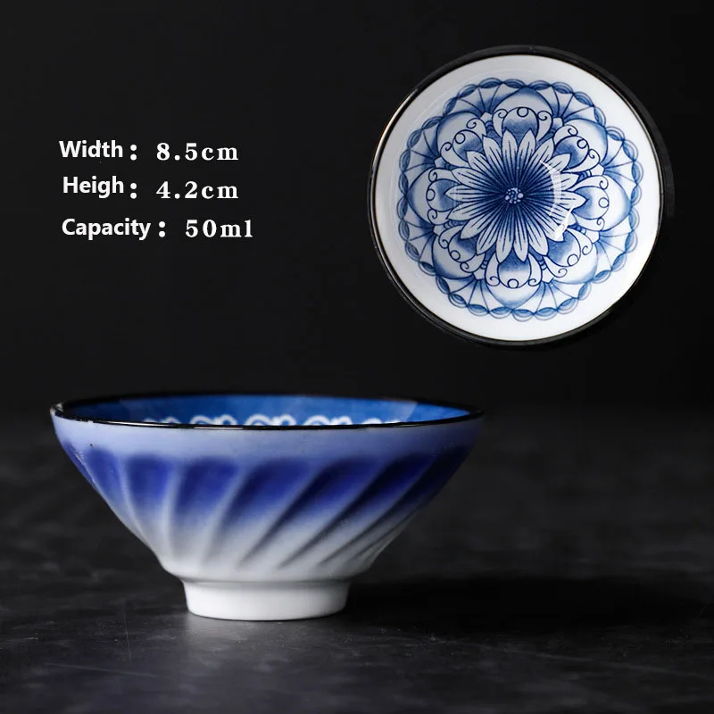 Новая сине белая фарфоровая чайная чашка керамическая Личная мастер чаша набор