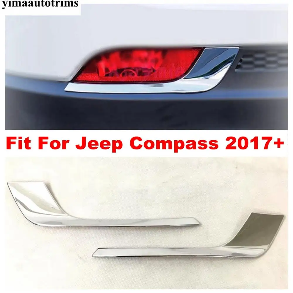 

Rear Fog Light Lamp Eyebrow Bumper Eyelid Cover Trim Bezel Garnish 2pcs For Jeep Compass 2017 - 2021 Chrome Exterior Refit Kit
