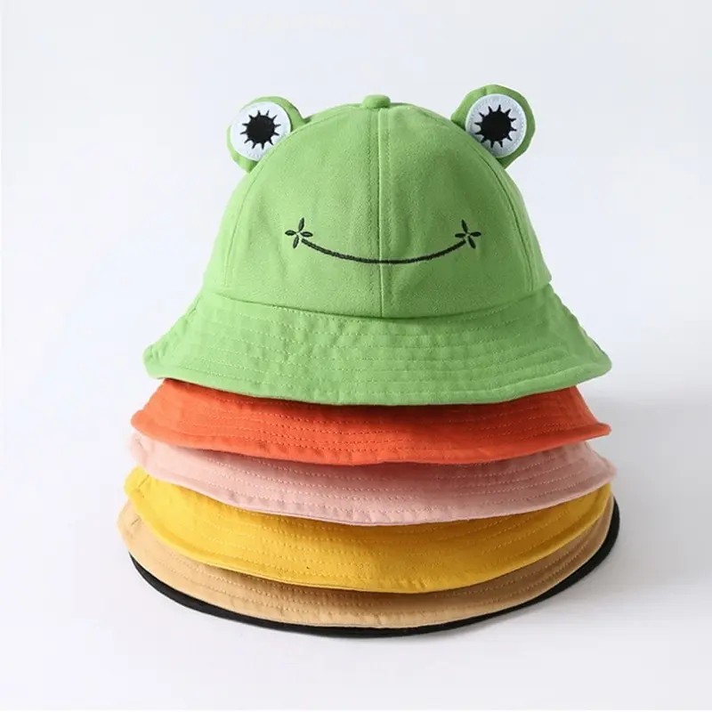 

2021 New Cute Frog Harajuku Bucket Hats Women Cover Fisherman Hat For Adult Women Sunscreen Cap Animal Casual Fisherman Hat