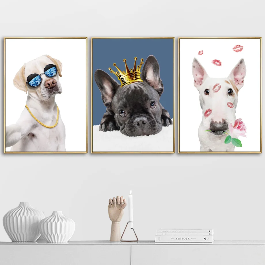 Воздушный шар Лабрадор бультерьер бульдог настенная Картина на холсте милые