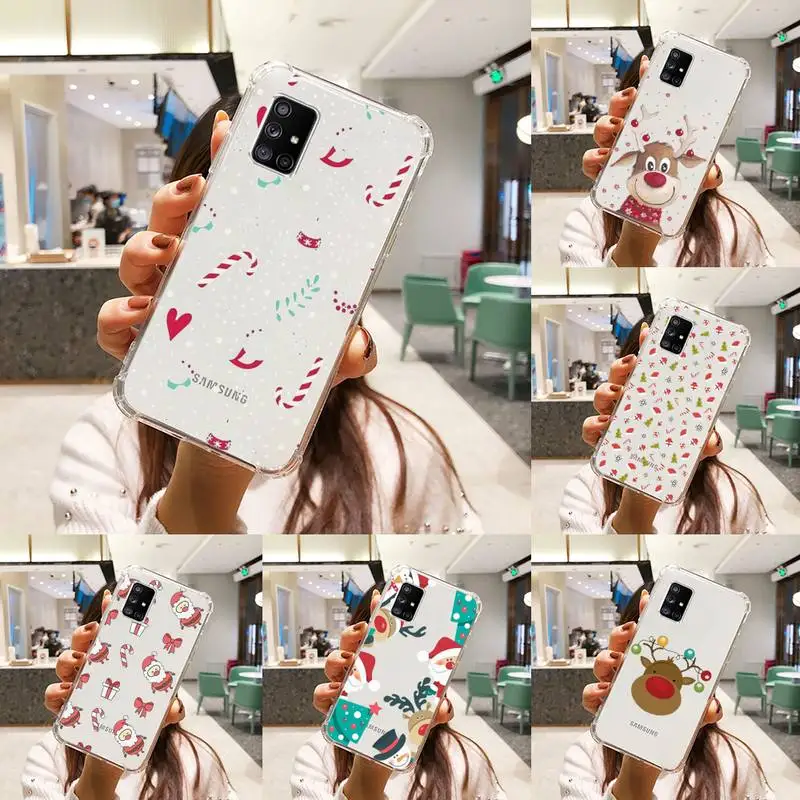 

Merry Christmas cute cartoon Santa Claus Phone Case Transparent For Samsung S 10 9 20 11 7 8 21 6 P Edge PLUS ULTRA 4G 5G
