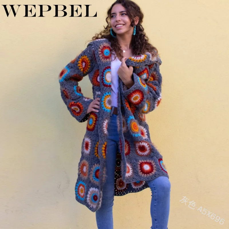 

WEPBEL Women Autumn Knitwear Cardigan Sweaters Women Long Sleeve Large Size Knitted Cardigan Female Autumn Print Jumper Coat