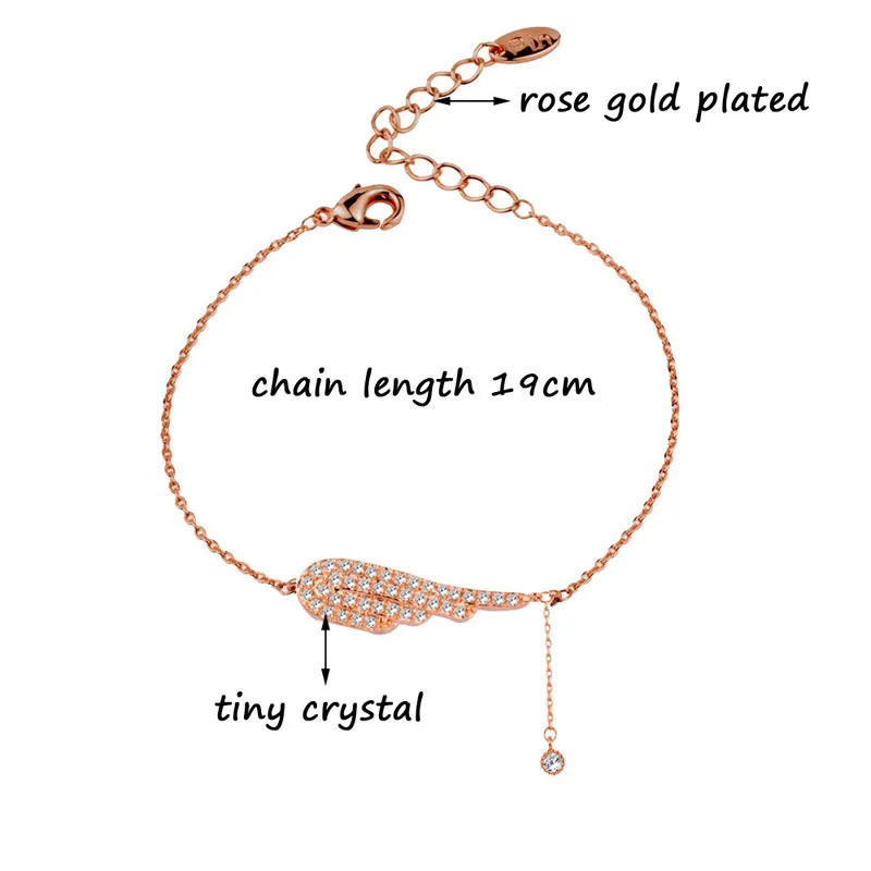 SINLEERY очарование Ангел браслеты с крыльями из розового цвета: золотистый