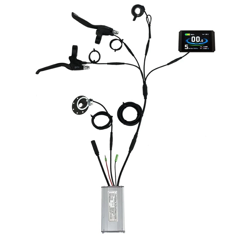 

Контроллер синусоидальной волны для электрического велосипеда, 36 В/48 В, 500 Вт, 22 А, дисплей KT LCD8H, дроссельная заслонка большого пальца и датчи...