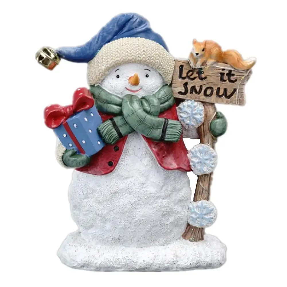 

Christmas Decorations Lighted Snowman Ornament Indoor Light Up Snowman Figurine Lovely Door Greeter Tabletop Resin Craft Home