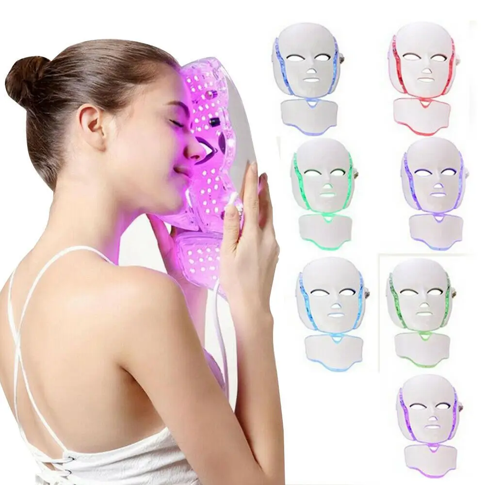 Портативный светодиодный 7 видов цветов PDT маска для лица светильник терапии