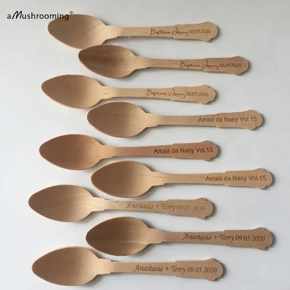 

100x Food Grade Ice Cream Spoons Personalized Birthday Party Kids Cake Shop Ice Cream Shop Biodegradable Food Grade Natural Wood