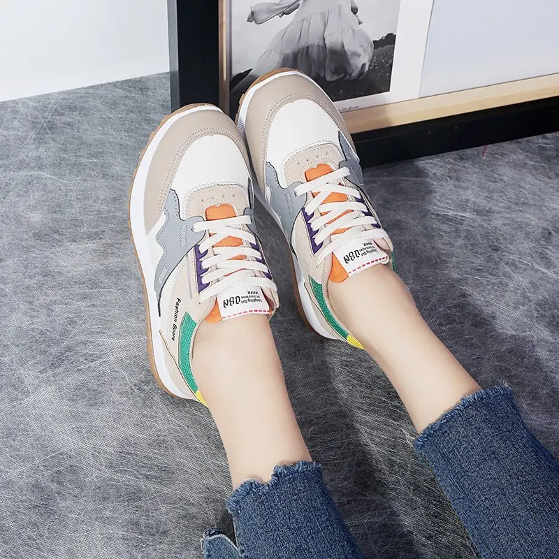 

Spring and autumn 2020 new fashion wild color matching breathable sports casual shoes female breathable mesh running shoes X076