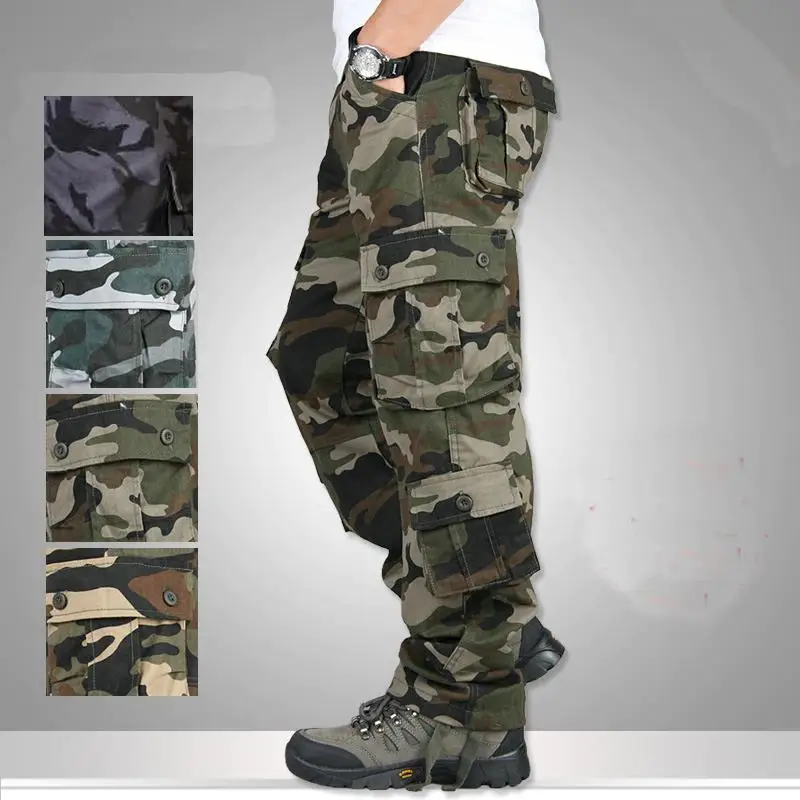 

Men's Cargo Pants Casual Camouflage Tactical Military Long Trousers Man Army Plus Size Breathable Streetwear Camo Pants Men