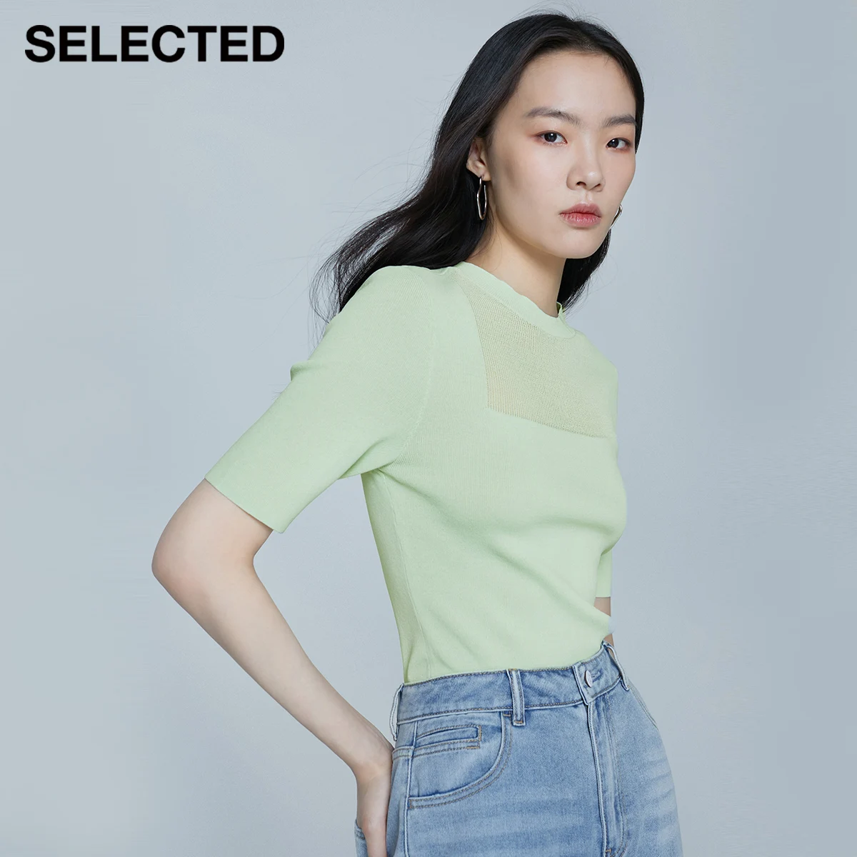 

SELECTED Women'S Solid Color Simple Hollow Round Neck Short-Sleeved Sweater S|421224003