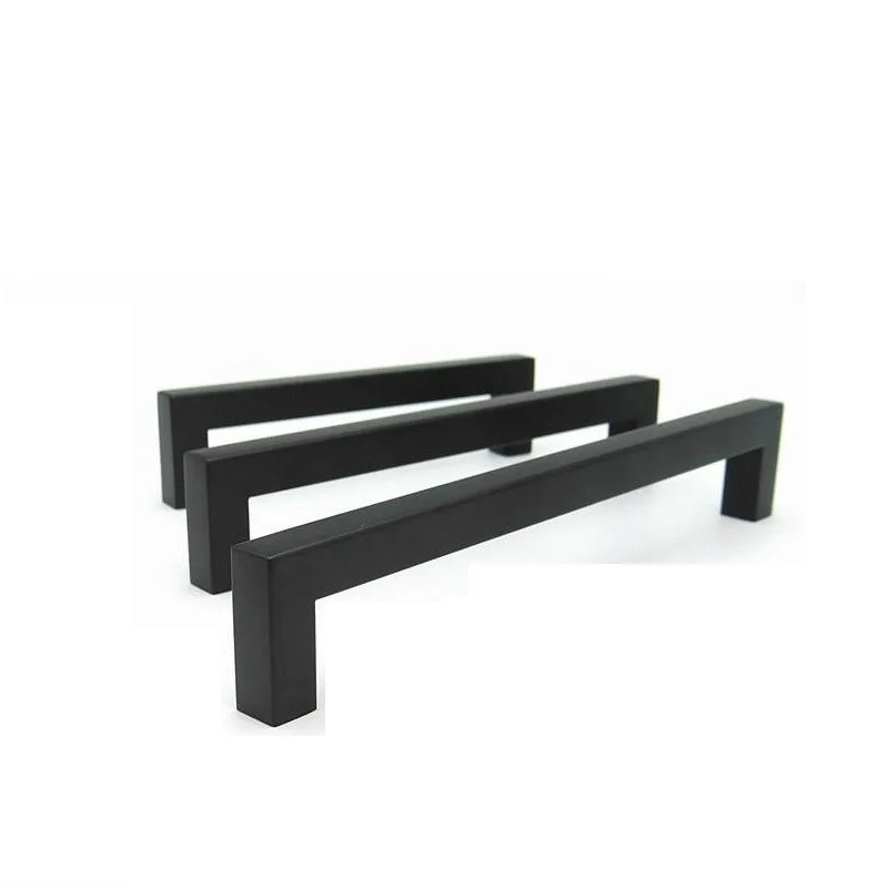 

Black stainless steel cabinet square handle modern minimalist furniture handle drawer wardrobe black door handle