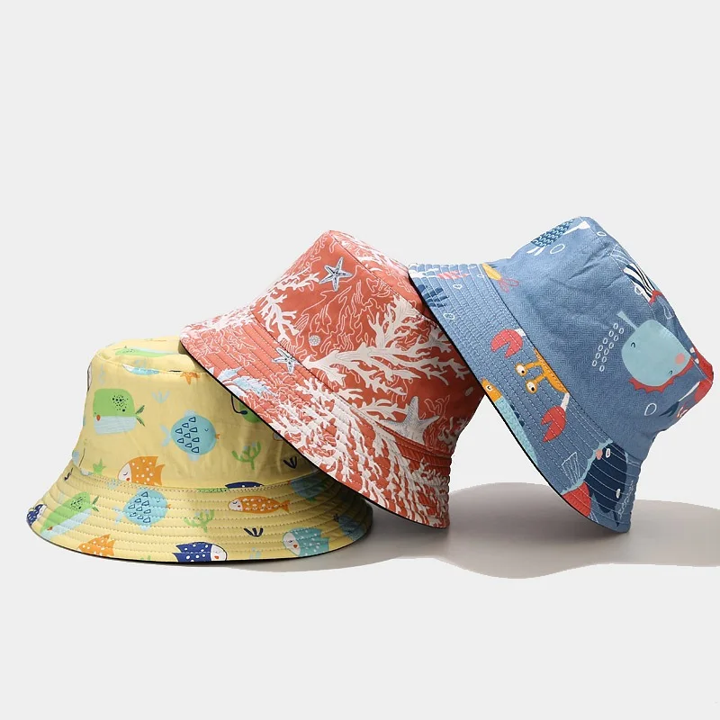 

Unisex Graffiti Flower Print Bucket Hats For Women Men Summer Beach Fisherman Cap Cotton Double-sided Panama Cap Outdoor Sun Hat