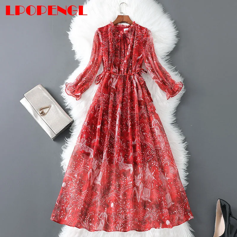 

Spring Autumn Pullover Ladies Dress 2021 The New Fashion Wild Loose Street Style Regular Solid Color Long Sleeve Round Neck