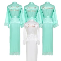 silk satin lace robes bridesmaid bride robe bridesmaid robes women wedding long robe bridal robe bathrobe mint robes