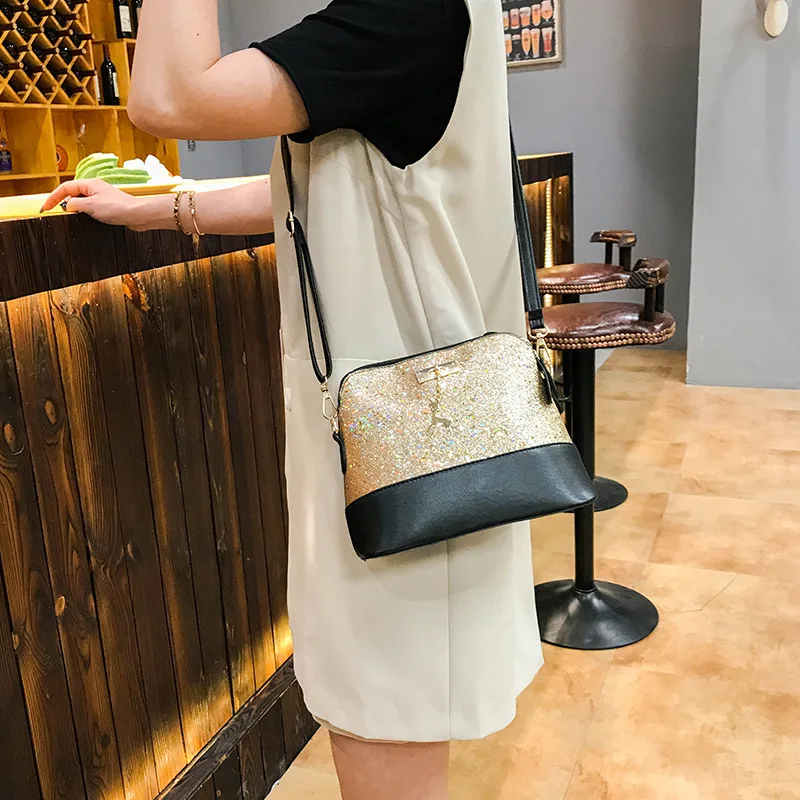 Винтажные кожаные женские сумки с блестками модная маленькая сумка оленем и