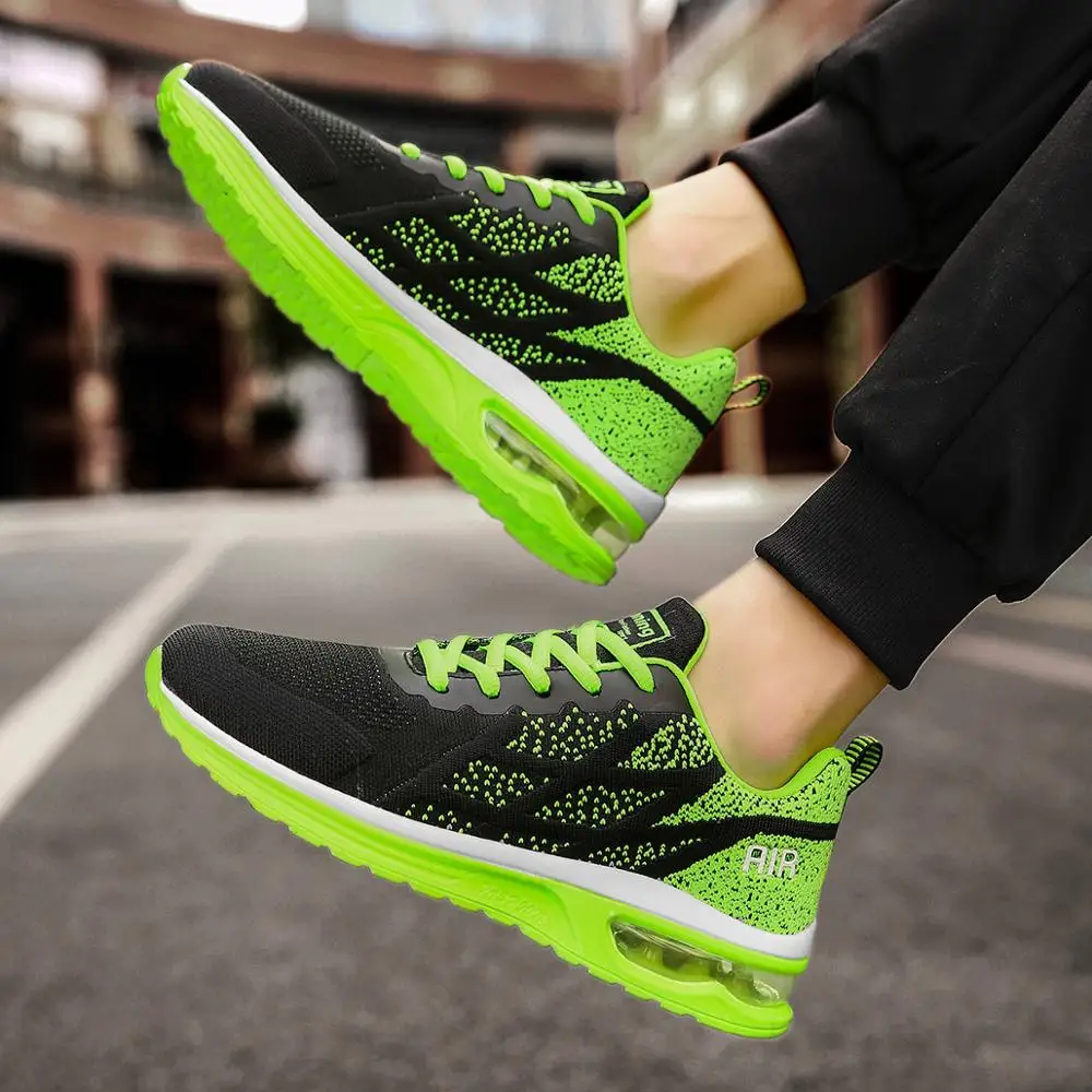 Green Air Running Shoes for Men Woman Air Sneakers Men Athletic Unisex Breathable Sport Shoes Men Zapatillas Hombre Deportiva
