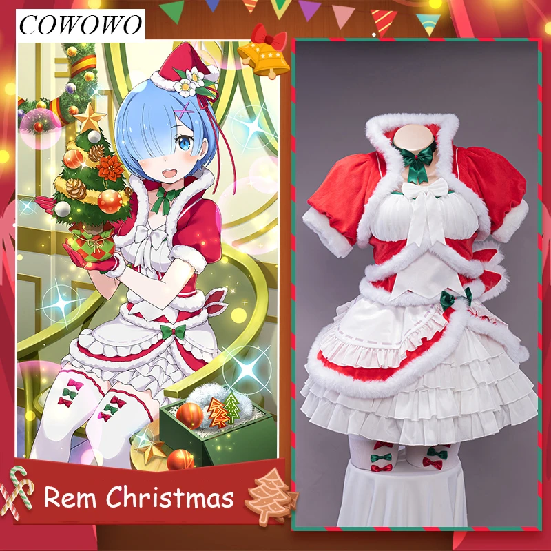 

Аниме! Рождественский костюм Re: жизнь в другом мире от Zero Rem, элегантная форма, костюм для косплея, Карнавальная вечеринка, наряд для ролевых ...