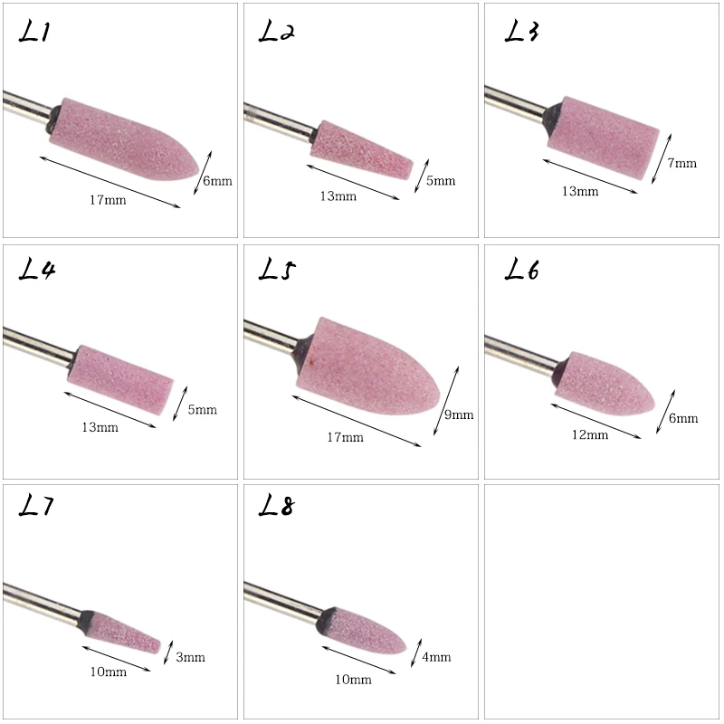 

8 Type Ceramic flint Nail Drill Milling Nail Cutter Electric Nail Drill Bit For Manicure Pedicure Drill Bits Accessories