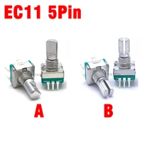 2pcs ec11 rotary encoder code switch 30 position with push button switch 5pin 15mm 20mm plum shaft half shaft