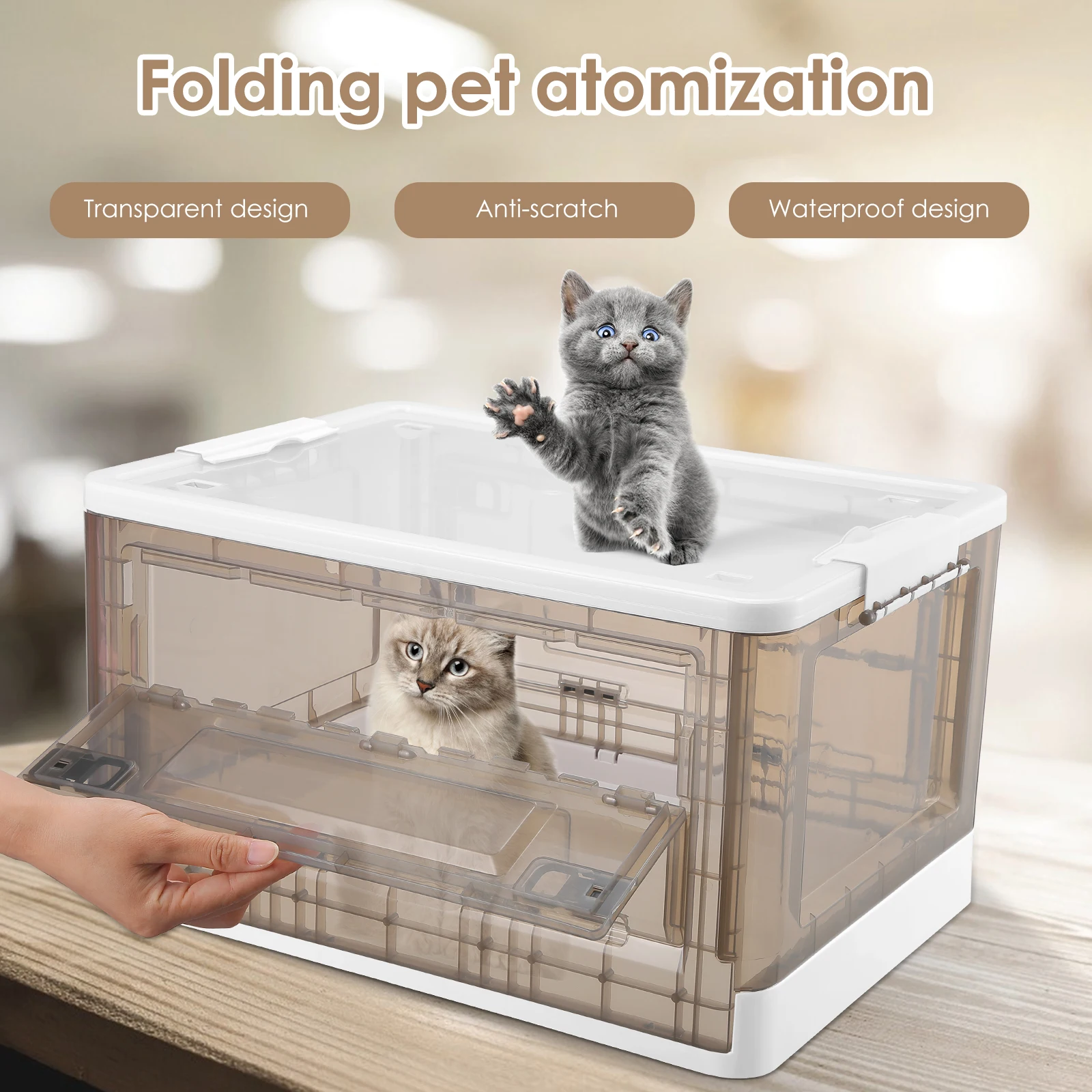 Caja de nebulizaci&oacute;n para cachorros, incubadora grande para guarder&iacute;a, plegable con ruedas, f&aacute;cil de llevar, sala de ox&iacute;geno para mascotas-1