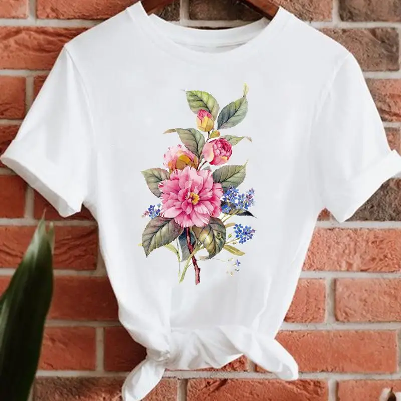 

Watercolor Sweet 90s Trend Short Sleeve Women Lady T-shirts Print Tee Fashion Summer Tshirt Top Clothes Female Graphic T-Shirt